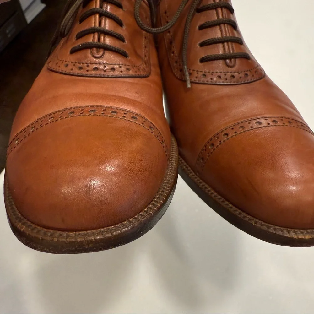 Salvatore Ferragamo Women’s Lace Up Shoes Oxford Flats Brown Leather Sz US 8.5